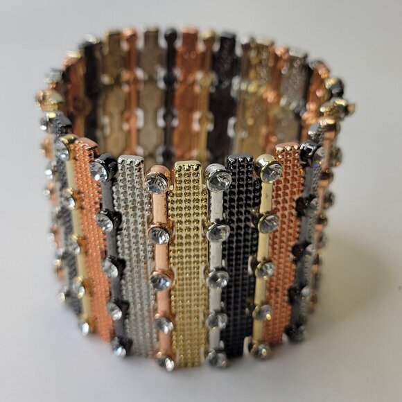 Multicolored tone Stretch Crystal Bracelet - Picture 2 of 9
